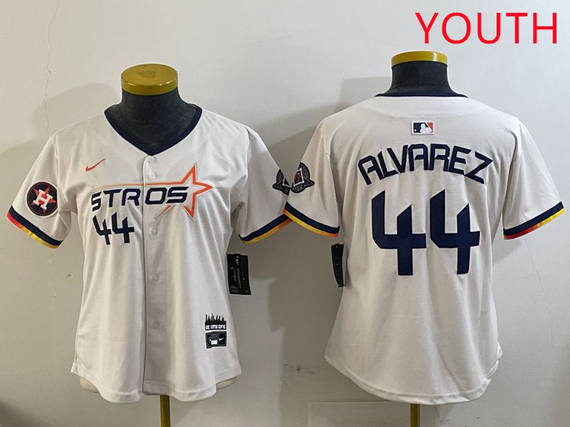 Youth Houston Astros 44 Alvarez Cream Three generations Joint Name 2025 Nike MLB Jersey style 8